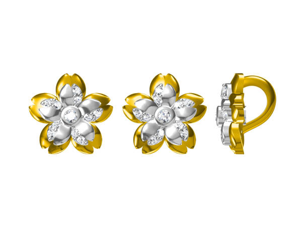 istock Beautiful earrings on white background .3D rendering 1150891091