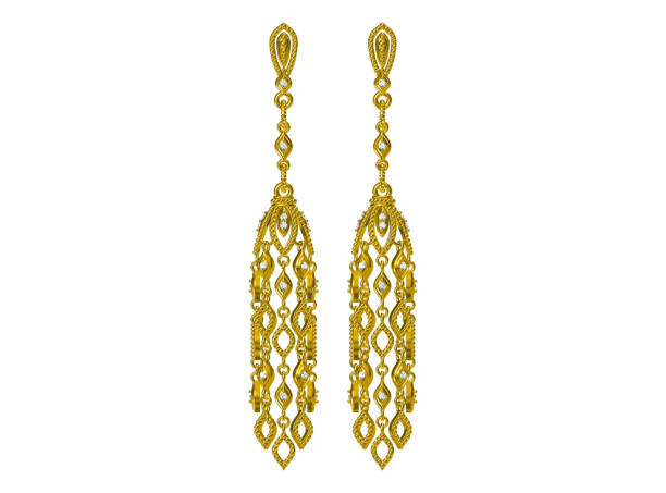 istock Beautiful earrings on white background .3D rendering 1150891247