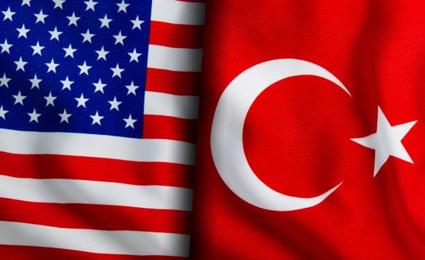 istock American and Turkish flags standing side by side 1150892472