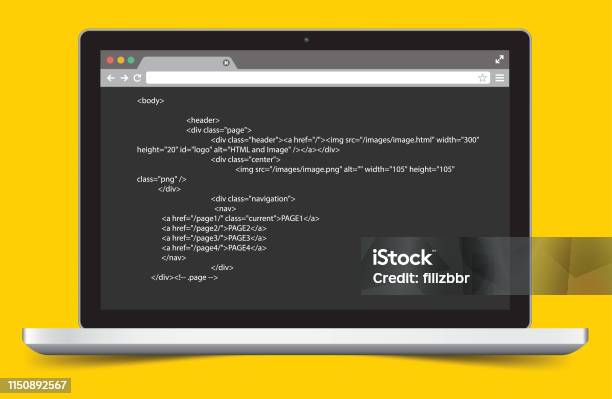 Html Code On Computer Screen Stock Illustration - Download Image Now ...