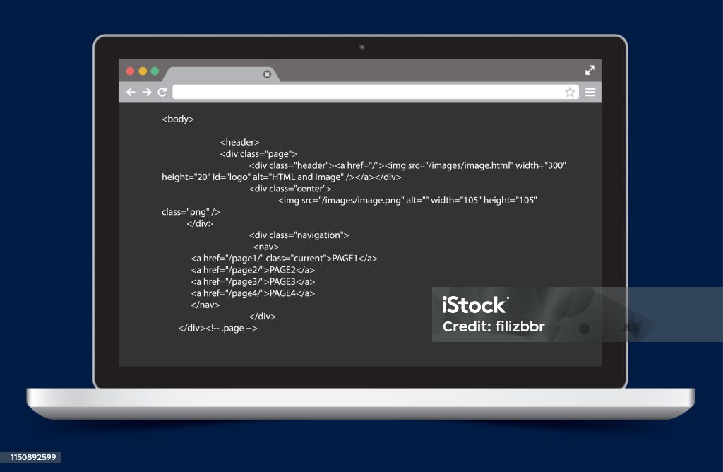 Html Code On Computer Screen Stock Illustration - Download Image Now ...