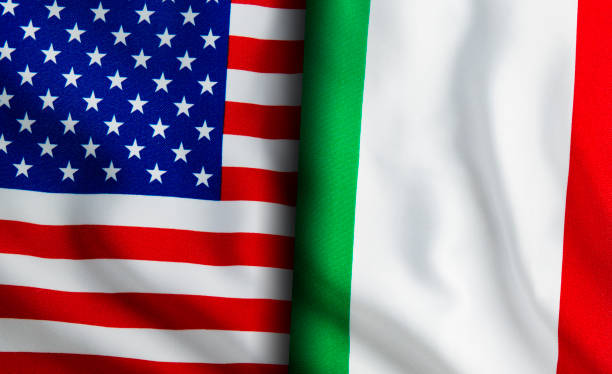 American and Italian flags standing side by side