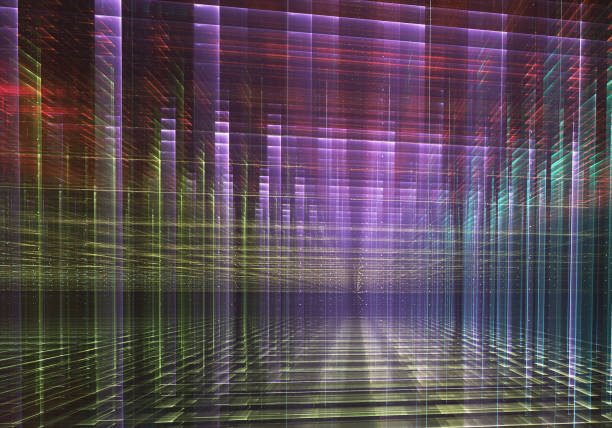 istock Abstract 3D fractal background, 3D illustration. Virtual Neon City 1150896130
