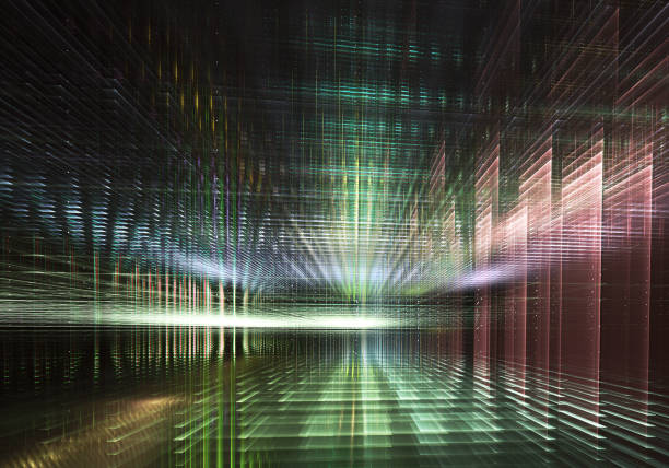 istock Abstract 3D fractal background, 3D illustration. Virtual Neon City 1150896143