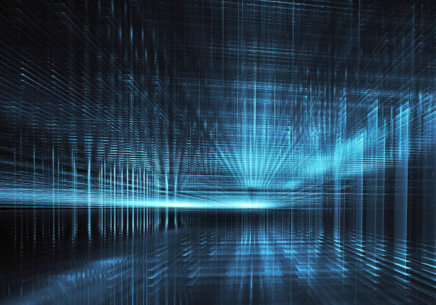 istock Abstract 3D fractal background, 3D illustration. Virtual Neon City 1150896200