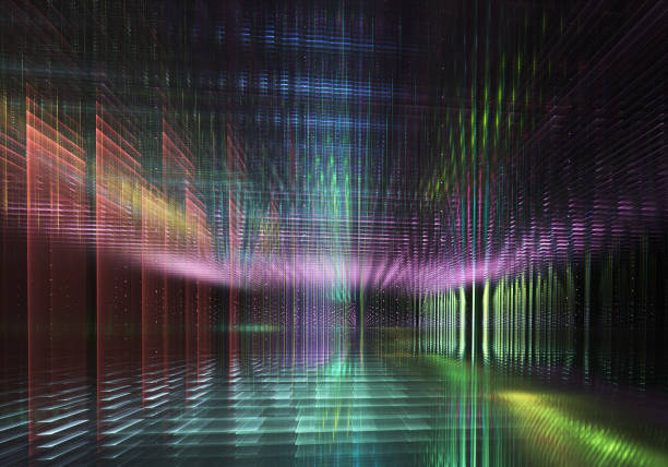 istock Abstract 3D fractal background, 3D illustration. Virtual Neon City 1150896215