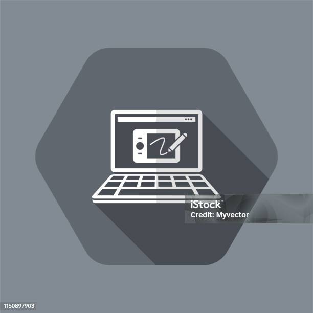 Designer Tablet Application Vector Flat Minimal Icon Stock Illustration - Download Image Now