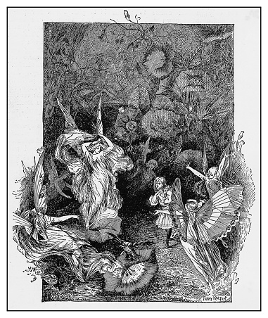 Antique illustration: Queen of the fairies