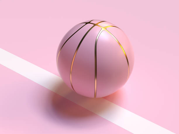 rosa pastel ouro abstrato bola/basquete 3d renderização esporte objeto conceito - gold ball sphere basketball - fotografias e filmes do acervo