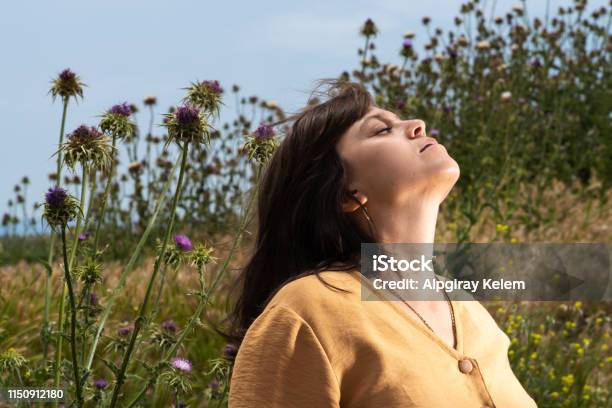 Woman In The Nature Stock Photo - Download Image Now - Adult, Adults Only, Astrology
