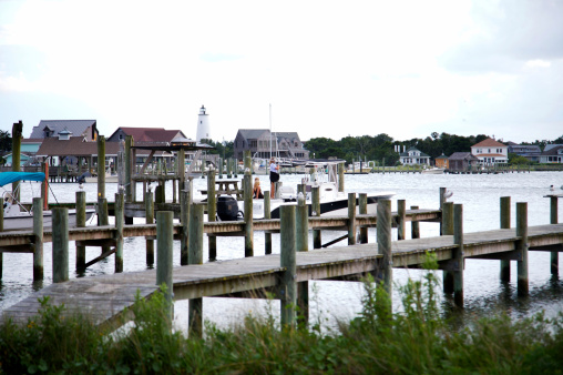 pier on Ocracoke island bay scenes from east coast outer banks 
