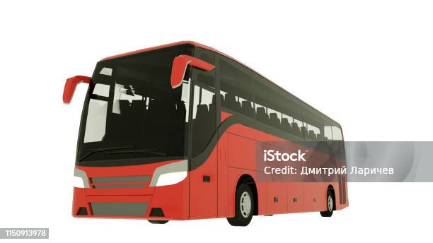 Tour Red Bus Mockup 3d Illustration Stock Photo - Download Image Now - Bus, Imitation, Accessibility
