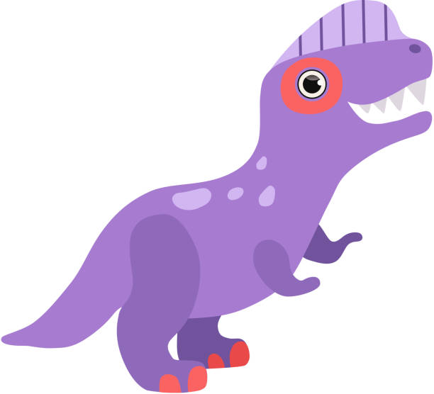 Cute Purple Dinosaur Funny Baby Dino Cartoon Character Vector Illustration  Stock Illustration - Download Image Now - iStock