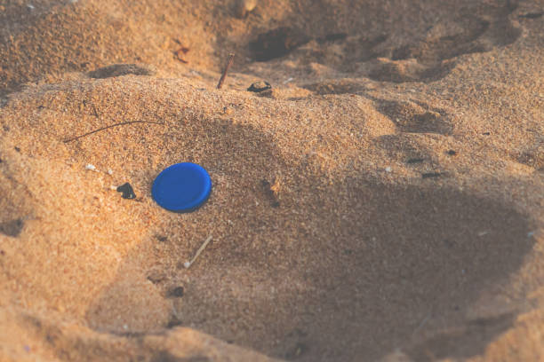 istock Plastic bottle lit and pollution garbages on the beach 1150915382