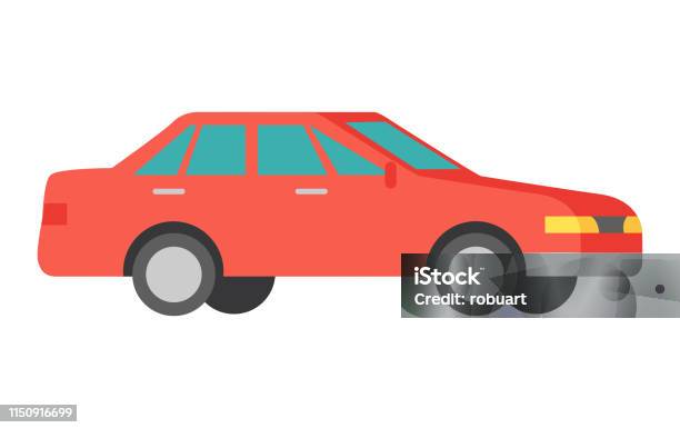 Vector Red Car Isolated On White Car Icon Symbol Stock Illustration - Download Image Now - Car, Relocation, Small