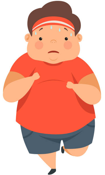 Overweight Sweaty Boy Running Cute Chubby Child Cartoon Character Vector  Illustration On A White Background Stock Illustration - Download Image Now  - iStock