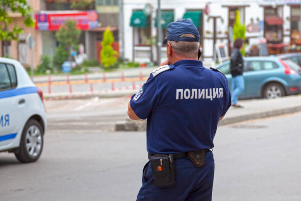 Bulgarian policeman stock photo