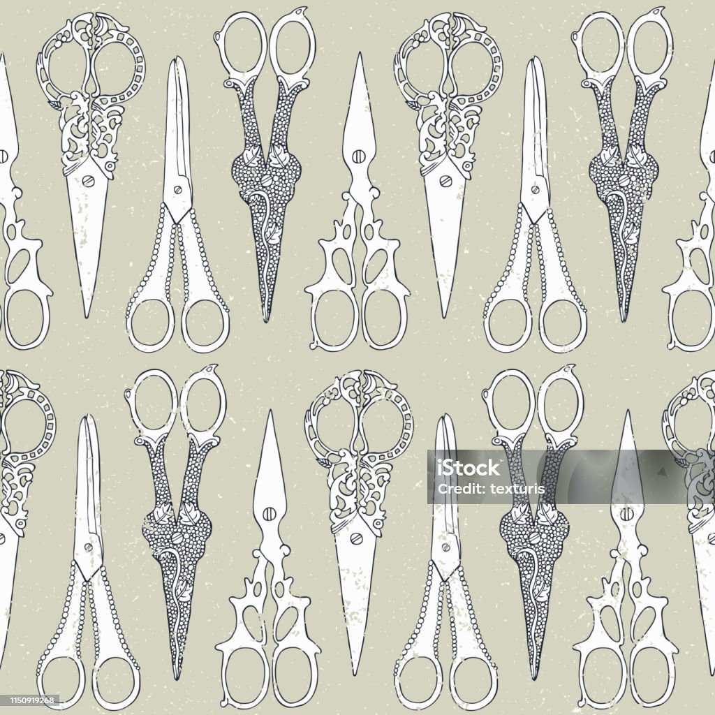 Design Pattern With Scissors Scissors Seamless Pattern Stock Illustration - Download Image Now ...