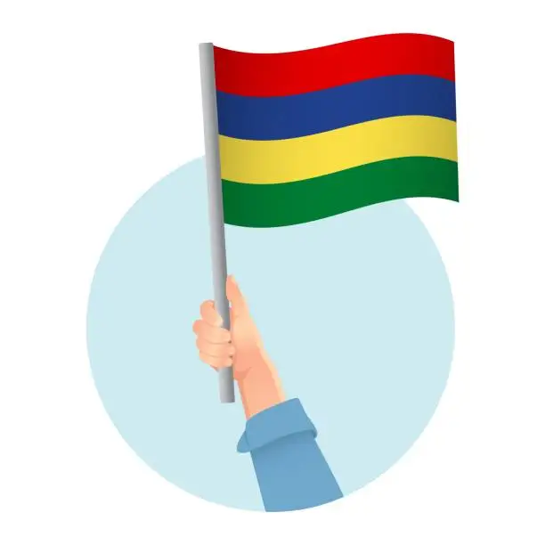 Vector illustration of flag in hand