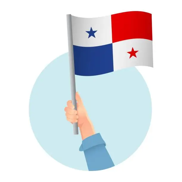 Vector illustration of flag in hand