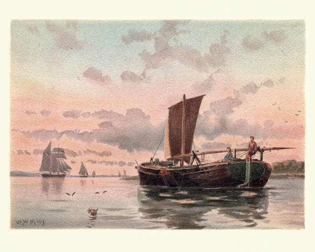 istock Traditional Barge dropping up the Medway, Victorian, 19th Century 1150924850