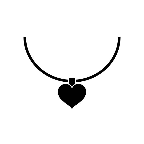 Heart icon pendant isolated on white background Heart icon pendant isolated on white background locket stock illustrations
