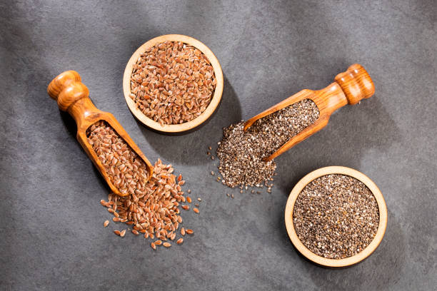 istock Organic chia and linseed seeds 1150926375
