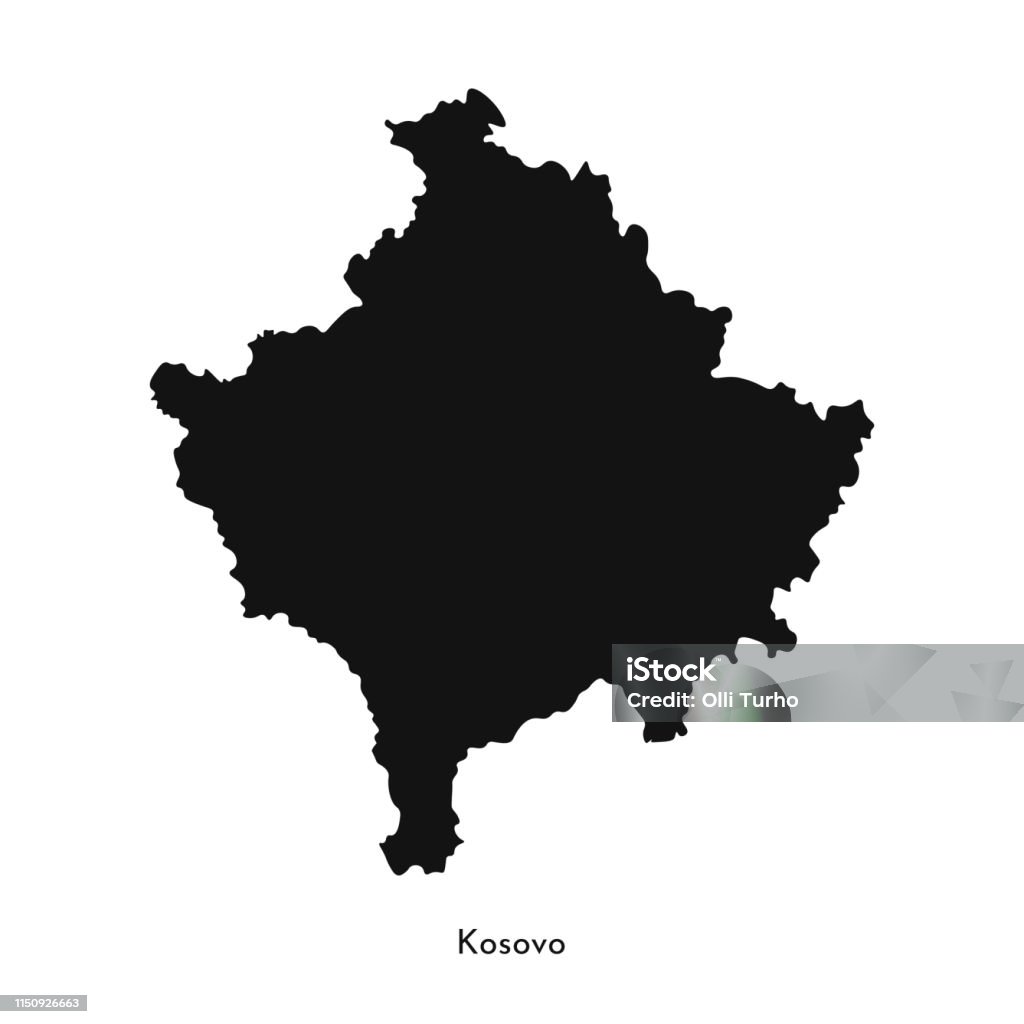 Vector isolated simplified illustration icon with black silhouette of Kosovo map. White background Vector isolated simplified illustration icon with black silhouette of Kosovo map. White background. Kosovo stock vector