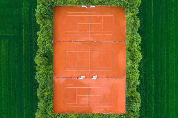 istock Tennis courts - aerial view 1150926806