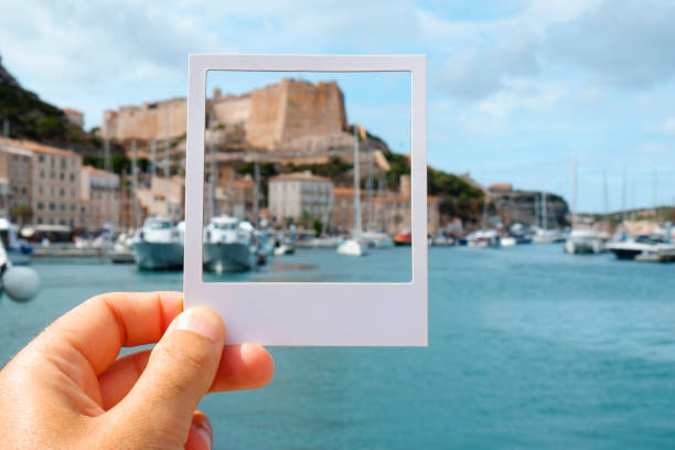 man with a frame in bonifacio, corsica, france - 7595 imagens e fotografias de stock