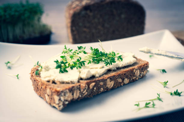 istock Wholemeal bread with cottage cheese 1150927545