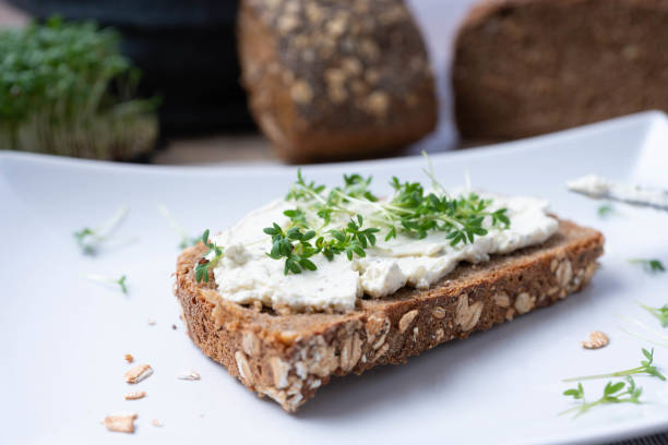 istock Wholemeal bread with cottage cheese 1150927554
