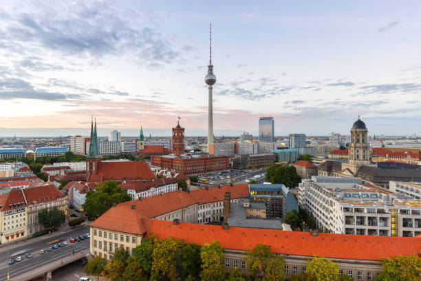 istock Berlin skyline tv tower townhall Germany city 1150929135