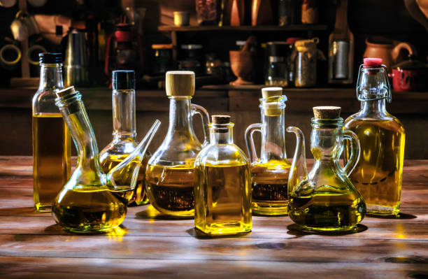 Bottles with different kinds of vegetable oil