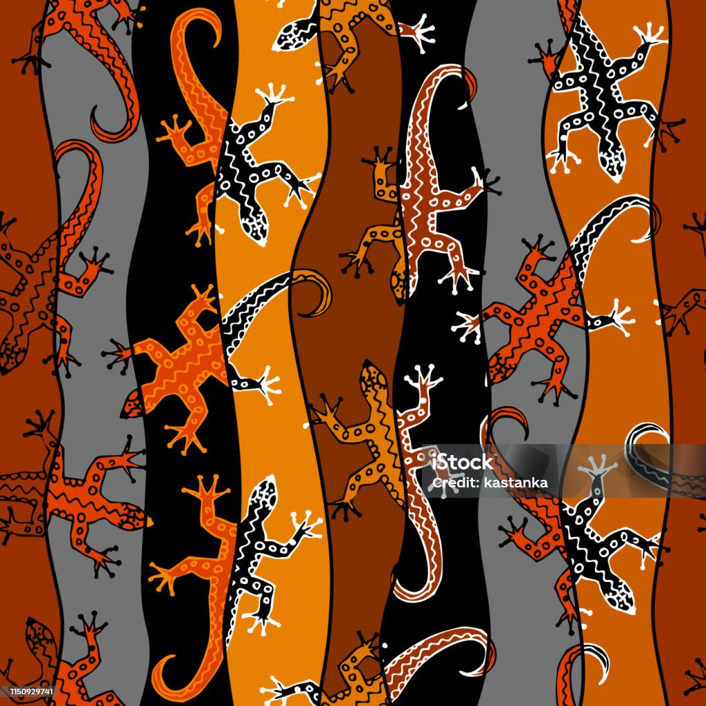 Seamless Vector Square Pattern Brown Lizards Pattern Stock Illustration - Download Image Now ...