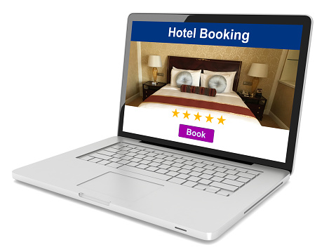 Hotel booking laptop travel online reservation