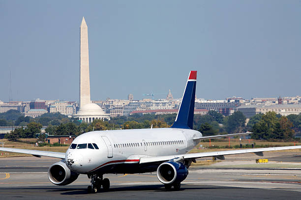 Washington DC Airplane Jet Reagan National Airport stock photo