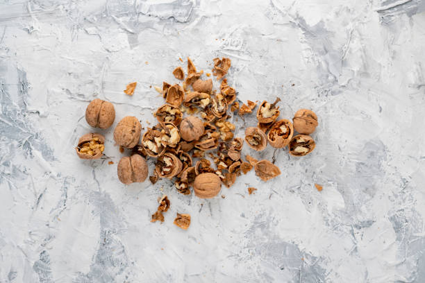 istock walnuts with a cracked or opened shell, vegetarian breakfast cookings 1150935876