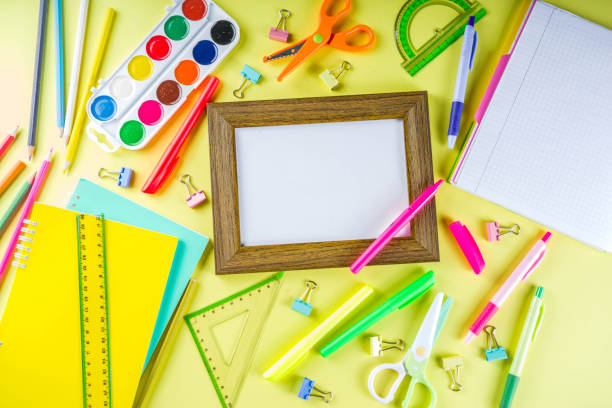 istock Colorful back to school stuff background 1150936066
