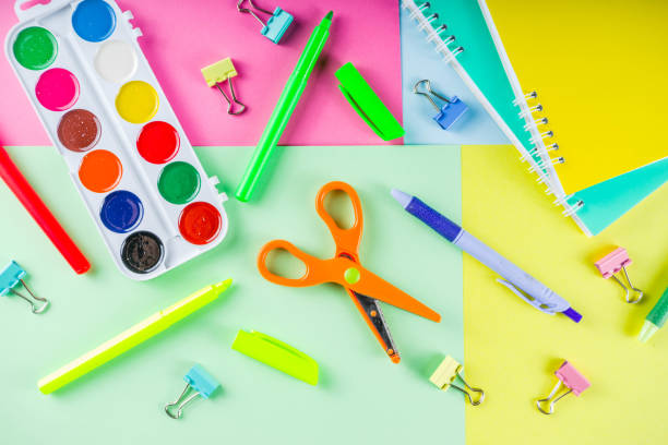 istock Colorful back to school stuff background 1150936798