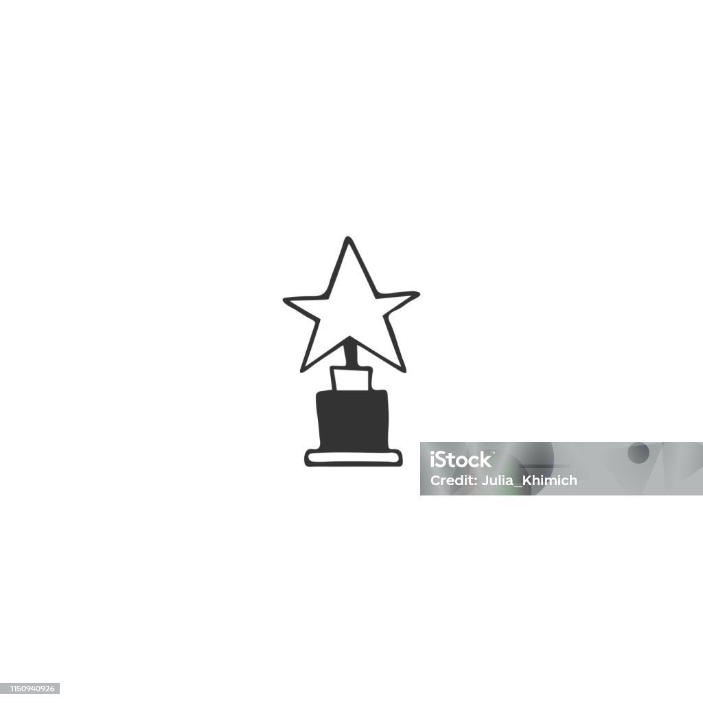 Vector hand drawn icon. A star statuette, winners cup, symbol of victory. Vector hand drawn icon. A star statuette, winners cup, symbol of victory. For business identity and branding, for creative competitions and award ceremonies. Achievement stock vector