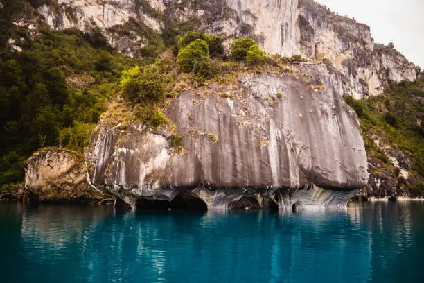 The Marble Chapels in the General Carrera Lake on the southern highway of Chile. Marble cathedral