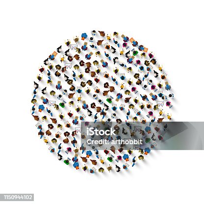 istock A group of people in a shape of circle icon, isolated on white background . Vector illustration 1150944102
