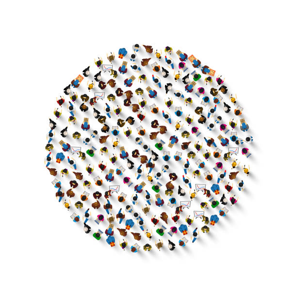 A group of people in a shape of circle icon, isolated on white background . Vector illustration A group of people in a shape of circle icon, isolated on white background . Vector illustration crowd of people clipart stock illustrations