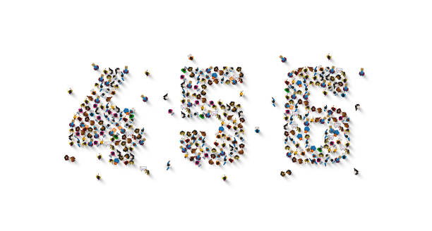istock Large group of people in number 4, 5, 6, four, five, six, form. People font. Vector illustration 1150944107