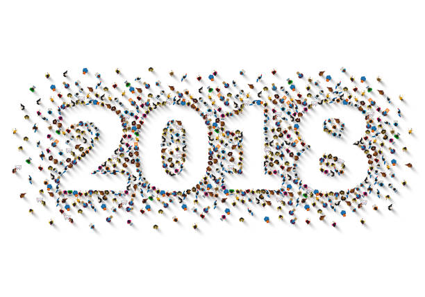 istock A crowd of people in the form of year 2018 on white background. Vector illustration 1150944111