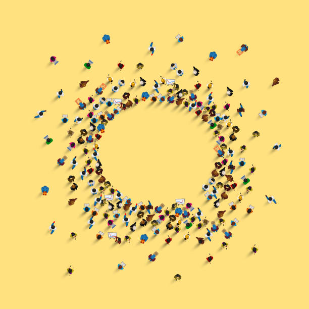 istock A group of people shaped as a chat icon, isolated on Yellow background. Vector illustration 1150944112