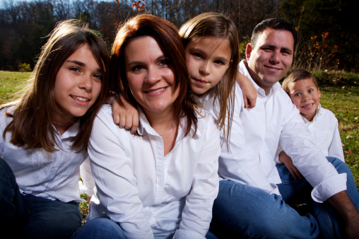 young active family outdoors on an autumn day in rural Missouri