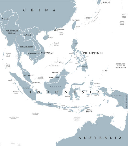 ilustrações, clipart, desenhos animados e ícones de mapa político do sudeste asiático - map cartography east asia china