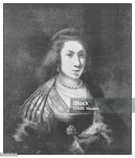 Antique Illustration Saskia Van Uylenburgh Wife Of Painter Rembrandt Stock Illustration - Download Image Now